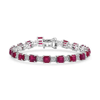 D'Joy Niassa Ruby (FF), Moissanite Bracelet in Rhodium Over Sterling Silver (6.50 In) 24.35 ctw