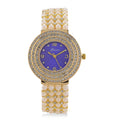 Genoa Austrian Crystal, Simulated Pearl Japanese Movement Blue Dail Watch in Goldtone - Sticky add to cart bar