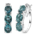 D'Joy Dean Teal Fluorite (IR) 9.00 ctw Hoop Earrings in Platinum Over Sterling Silver - Sticky add to cart bar