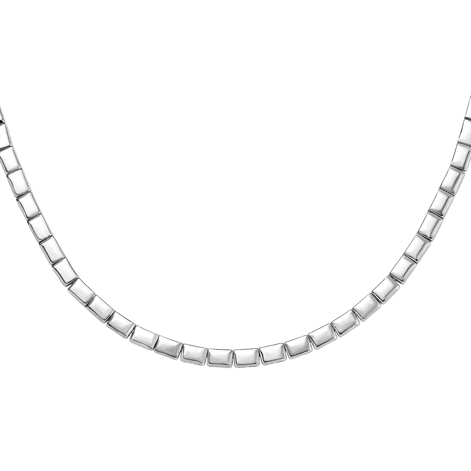 D’Joy in Rhodium Over Sterling Silver Bar Link Necklace 18 Inches 28.90 Grams
