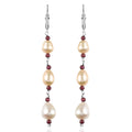D'Joy Multi Color Freshwater Pearl and Mozambique Garnet 2.00 ctw Earrings in Rhodium Over Sterling Silver - Sticky add to cart bar