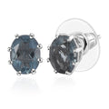 D'Joy Dean Teal Fluorite (IR) 3.00 ctw Aqua Crown Stud Earrings in Platinum Over Sterling Silver - Sticky add to cart bar
