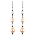D'Joy Multi Color Freshwater Pearl and Thai Black Spinel 1.20 ctw Earrings in Rhodium Over Sterling Silver - Sticky add to cart bar