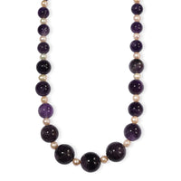 D'Joy African Amethyst 280.00 ctw and Freshwater Pearl Necklace in Rhodium Over Sterling Silver 18 Inches