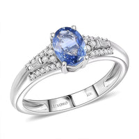 Luxoro AAA Ceylon Blue Sapphire and I2 Diamond 1.04 ctw Celestial Night Sky Ring in 10K White Gold