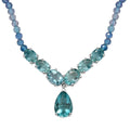 D’Joy Shades of Teal Fluorite Beads 53.30 ctw Waterfall Necklace 18 Inches in Rhodium Over Sterling Silver - Sticky add to cart bar