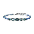 D'Joy Shades of Teal Fluorite Beaded 16.10 ctw Bracelet in Rhodium Over Sterling Silve (7.25 In) - Sticky add to cart bar
