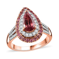 D'Joy Red Apatite and Multi Gemstone 2.15 ctw Filigree Ring in 18K Vermeil Rose Gold Over Sterling Silver