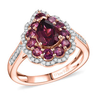 D’joy AAA Radiant Ember Garnet, White Zircon Ring in 18K Vermeil RG Over Sterling Silver (Size 10.0) 2.75 ctw