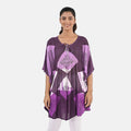 Purple Rayon Crepe Tie Dye Block Print Kaftan with Necktie - One Size Fits Most - Sticky add to cart bar