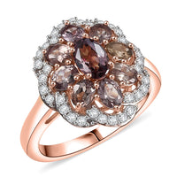 D’Joy Madagascar Color Change Garnet and Moissanite 3.00 ctw Ring in 18K Vermeil Rose Gold Over Sterling Silver