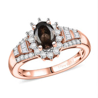 D’Joy Madagascar Color Change Garnet, Moissanite Ring in 18K Vermeil RG Over Sterling Silver (Size 10.0) 1.60 ctw