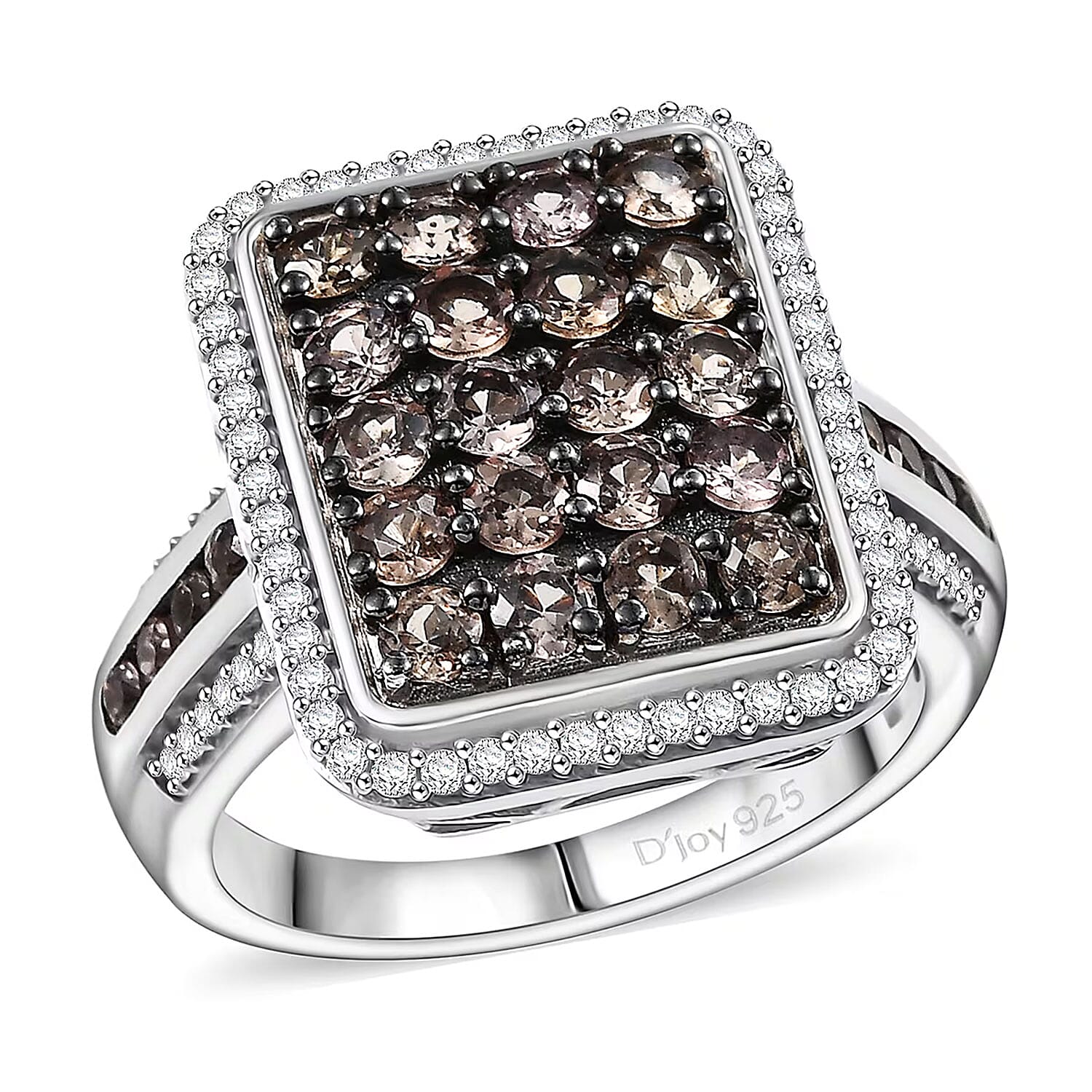 D’Joy Madagascar Color Change Garnet and White Zircon 2.50 ctw Ring in Rhodium Over Sterling Silver (Size 10.0)