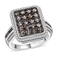 D’Joy Madagascar Color Change Garnet and White Zircon 2.50 ctw Ring in Rhodium Over Sterling Silver (Size 10.0)