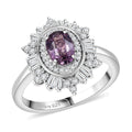 D’Joy Lavender Spinel and Moissanite 1.50 tw Ring in Rhodium Over Sterling Silver (Size 10.0) - Sticky add to cart bar
