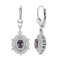 D'Joy Royal Lavender Spinel and Moissanite 2.15 ctw Regal Spark Earrings in Rhodium Over Sterling Silver - Sticky add to cart bar