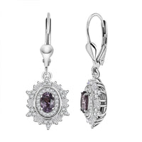 D'Joy Royal Lavender Spinel and Moissanite 2.15 ctw Regal Spark Earrings in Rhodium Over Sterling Silver