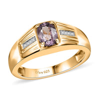 D’Joy Lavender Spinel, Moissanite Men's Ring in 18K Vermeil YG Over Sterling Silver (Size 10.0) 1.00 ctw