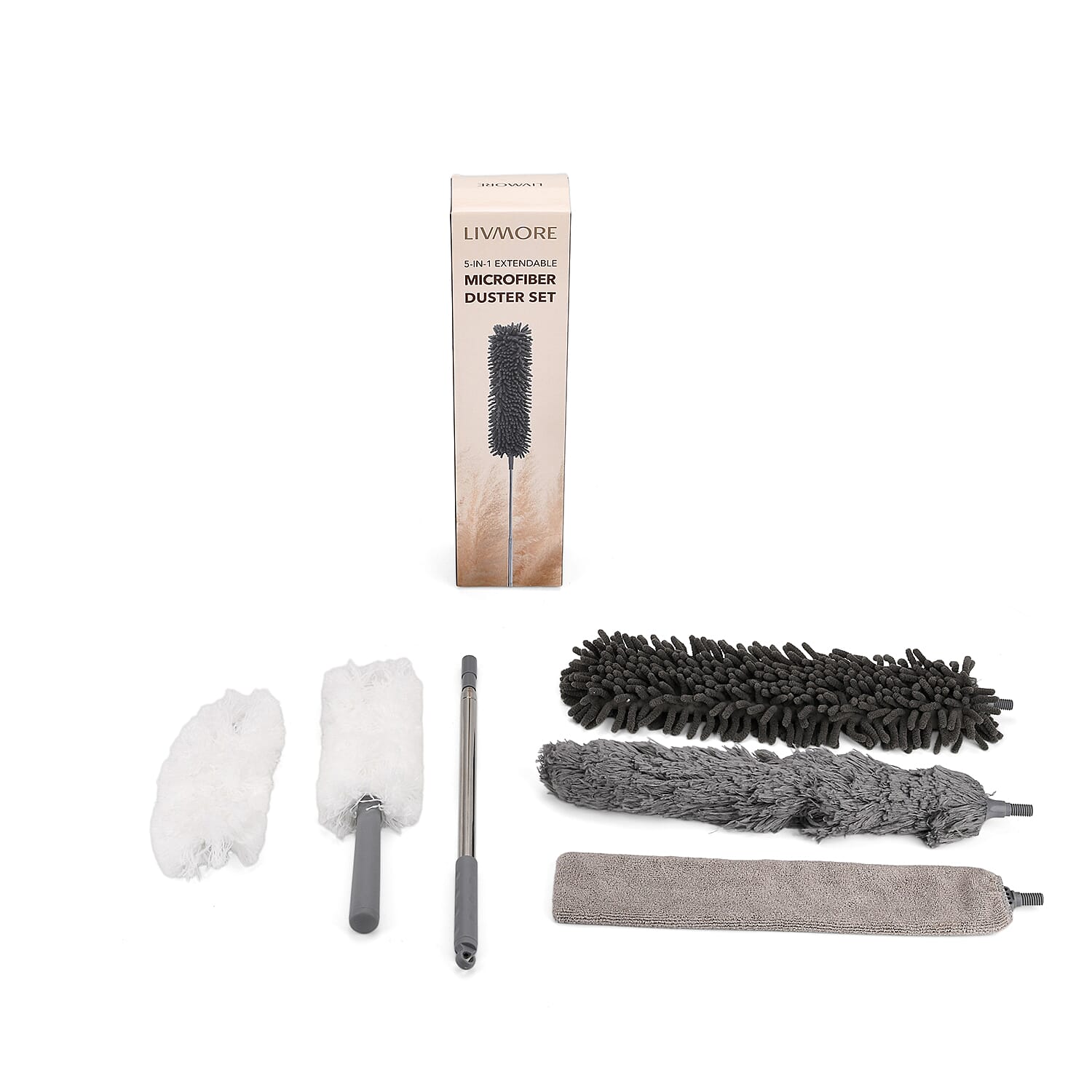Livmore 5 in 1 Extendable Duster Set - Gray