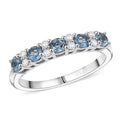 D'Joy Santa Maria Aquamarine and Moissanite 0.75 ctw Ring in Rhodium Over Sterling Silver (Size 10.0) - Sticky add to cart bar