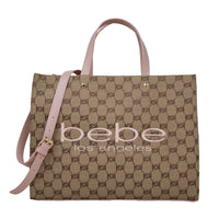 Closeout Bebe Brown and Blush Jacquard Tote Bag