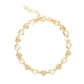 Italian RaItalian Radiant Hearts Chain Bracelet in 14K Yellow Gold Over Sterling Silver (7.00 In) 2.84 Grams - Sticky add to cart bar