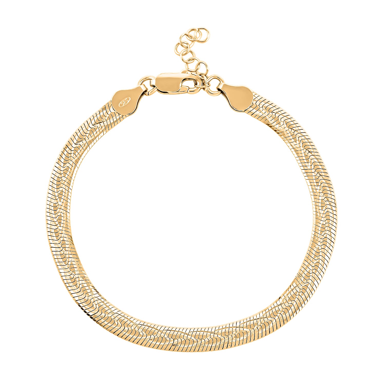Italian Herringbone Chain Bracelet in 14K Yellow Gold Over Sterling Silver (7.00 In) 5.37 Grams