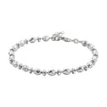 Italian Rhodium Over Sterling Silver Moon-cut Beaded Chain Bracelet (7.00 In) (6.12 Grams) - Sticky add to cart bar