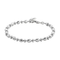 Italian Rhodium Over Sterling Silver Moon-cut Beaded Chain Bracelet (7.00 In) (6.12 Grams)