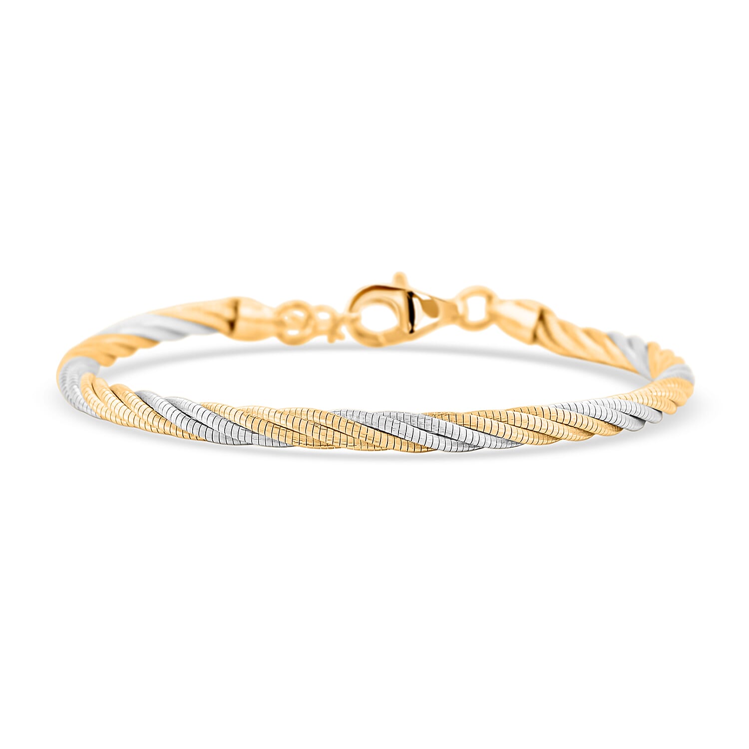 Italian 14K YG and Rhodium Over Sterling Silver Chain Bracelet (7.25 In) (8.4 g)