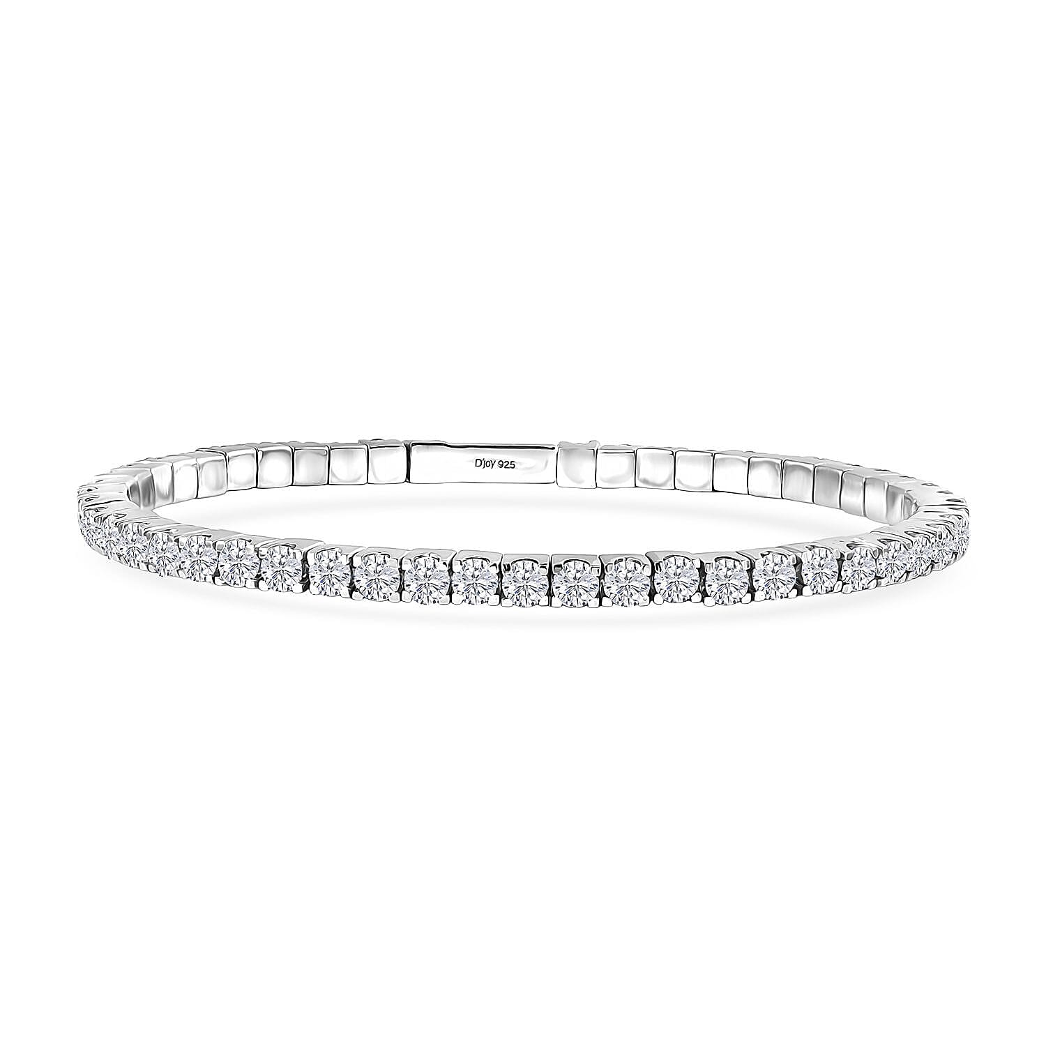 D'Joy Moissanite 8.00 ctw Bangle Bracelet in Rhodium Over Sterling Silver (7.25 In)