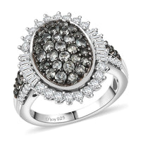 D'Joy Narsipatnam Alexandrite and Moissanite 2.00 ctw Ring in Rhodium Over Sterling Silver