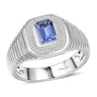 D’Joy Ouro Fino Rubellite, White Diamond (0.36 cts) Men's Ring in Rhodium Over Sterling Silver (Size 10.0) 1.40 ctw