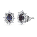 Luxuriant Premium Lab Grown Alexandrite and Diamond 1.30 ctw Twilight Bloom Earrings in Rhodium Over Sterling Silver - Sticky add to cart bar