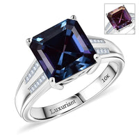 Luxuriant 10K White Gold AAA Lab Grown Alexandrite, Lab Grown Diamond (E-F, VS) (0.30 cts) Ring (Size 10.0) (4.3 g) 4.53 ctw