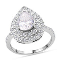 D'Joy Moissanite (Pear 10x7mm) Ring in Rhodium Over Sterling Silver (Size 10.0) 2.64 ctw - Sticky add to cart bar