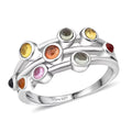 D'Joy Premium Multi Sapphire Ring in Rhodium Over Sterling Silver (Size 10.0) 1.15 ctw - Sticky add to cart bar