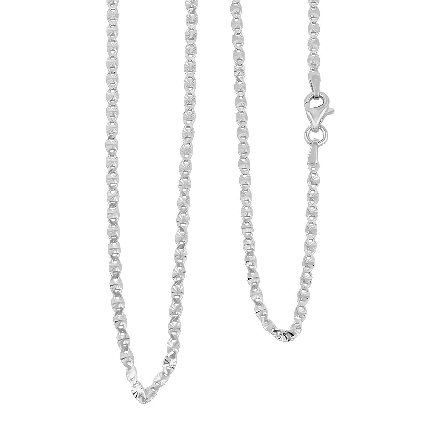 Italian Valentine Chain Necklace in Rhodium Over Sterling Silver 2.48 Grams 18 Inches