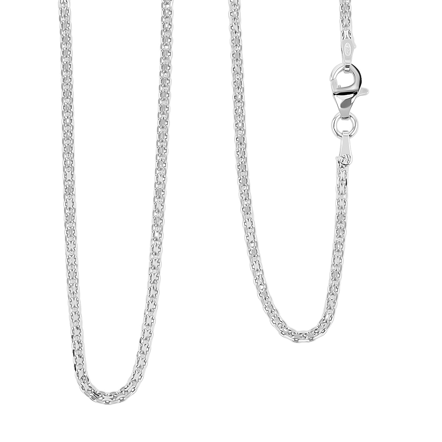 Italian Essential Link Chain Necklace in Rhodium Over Sterling Silver 3.17 Grams 18 Inches