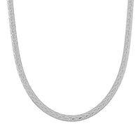Italian Herringbone Chain Necklace in Rhodium Over Sterling Silver 12.42 Grams 18 Inches