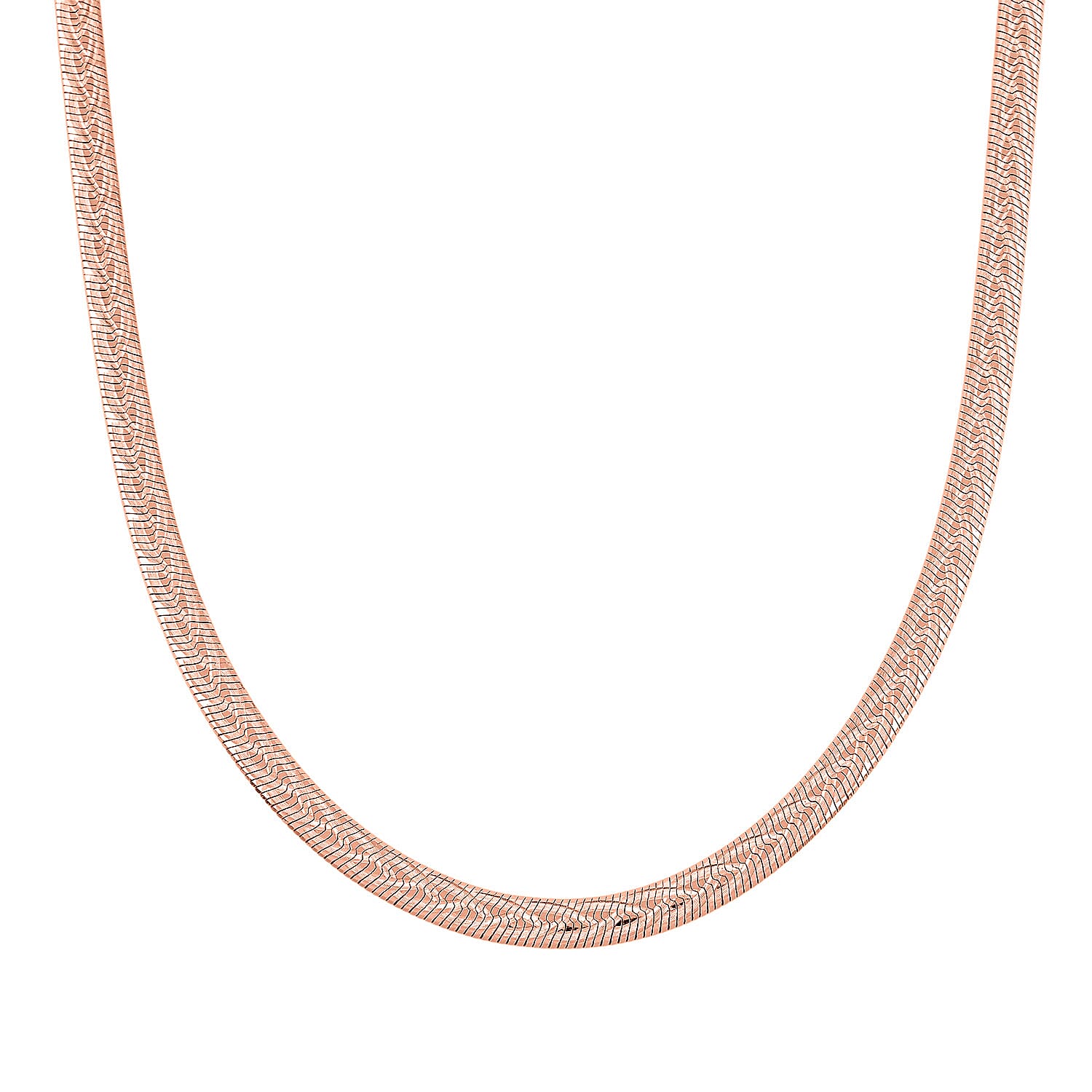 Italian Herringbone Chain Necklace in 14K Rose Gold Over Sterling Silver 12.64 Grams 18 Inches