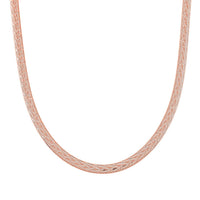 Italian Herringbone Chain Necklace in 14K Rose Gold Over Sterling Silver 12.64 Grams 18 Inches