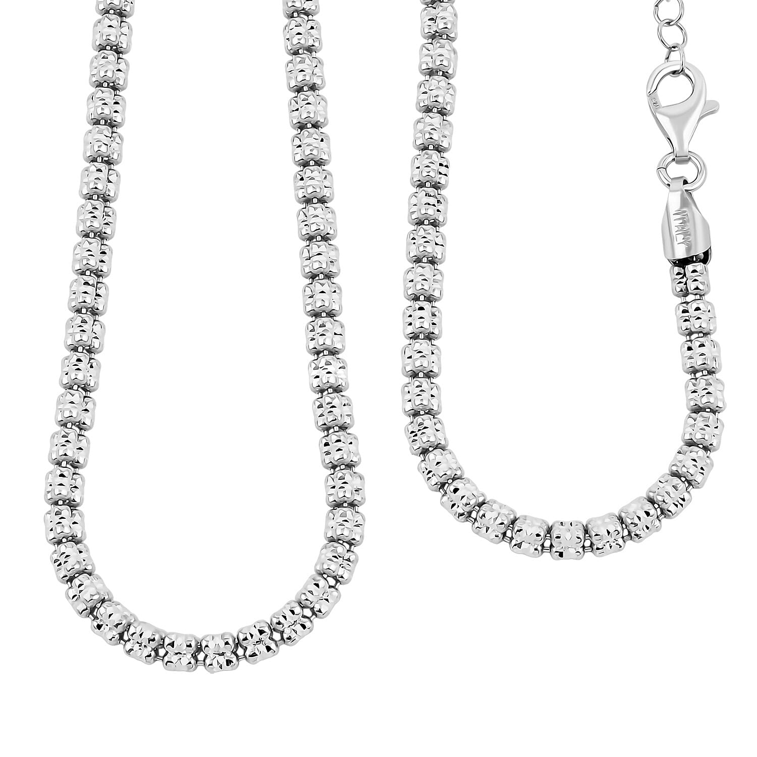 Doorbuster Italian Rhodium Over Sterling Silver Ice Chain Necklace (18 Inches) (19 g)