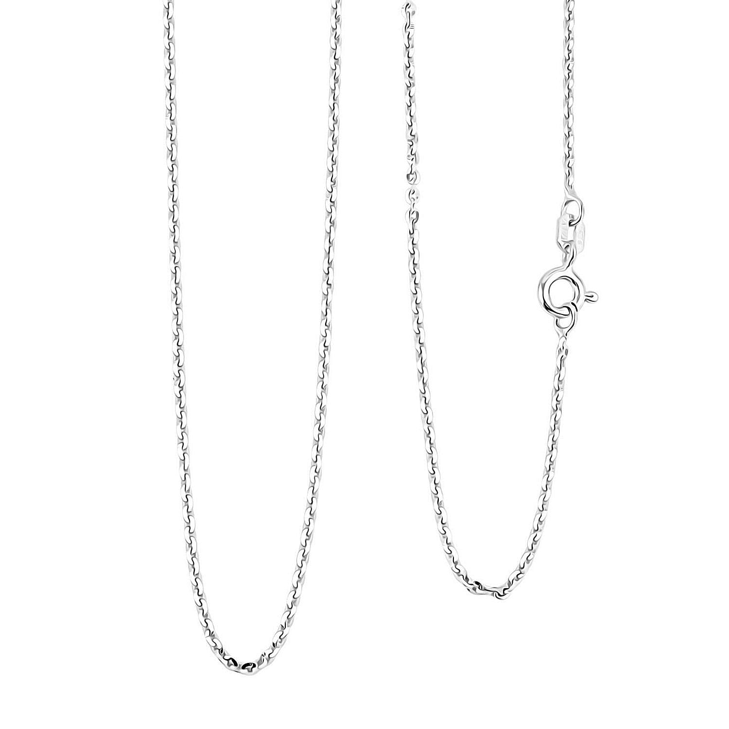 Italian Brillantina Chain Necklace in Rhodium Over Sterling Silver 2.05 Grams 20 Inches