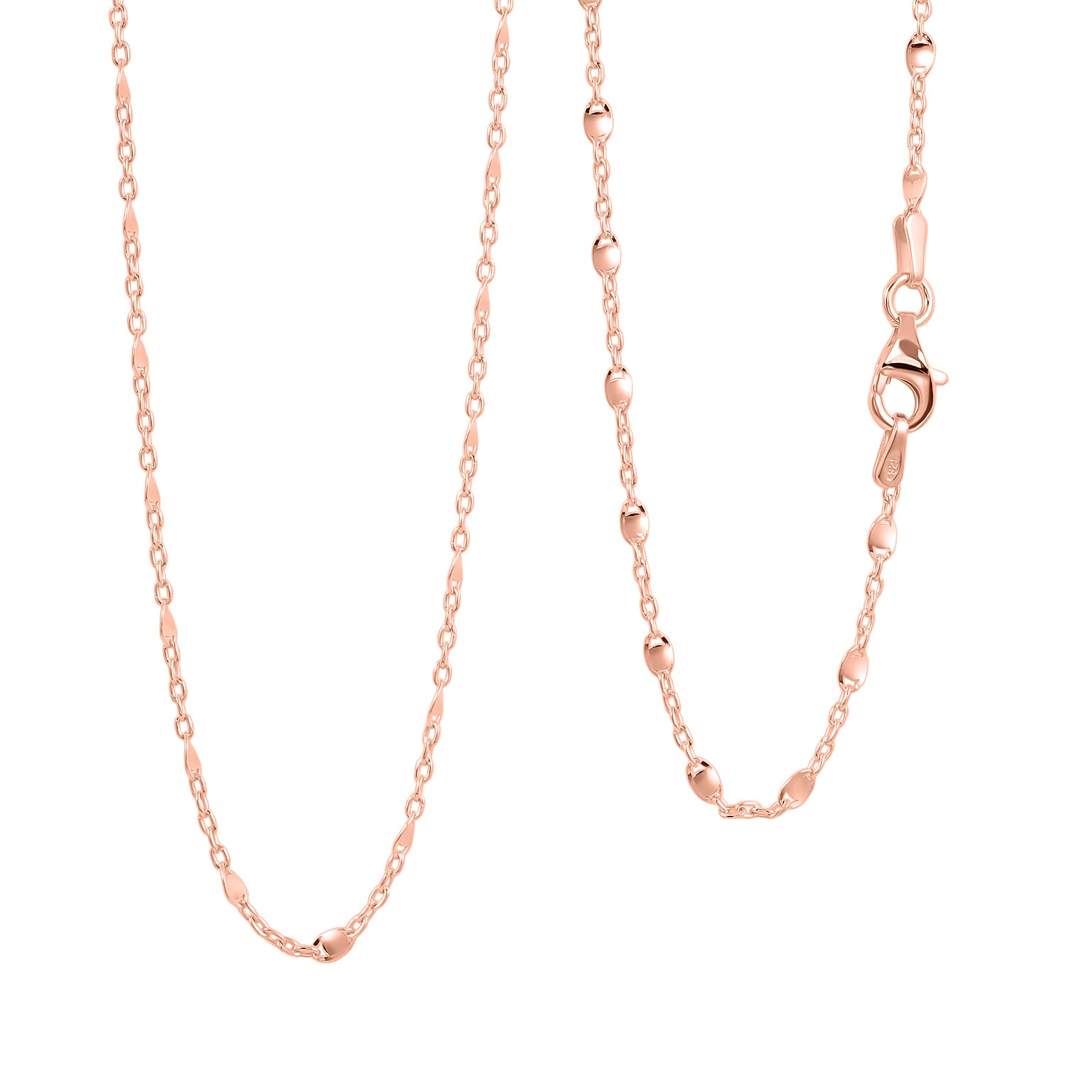 Italian Confetti Chain Necklace in 14K Rose Gold Over Sterling Silver 2.72 Grams 20 Inches