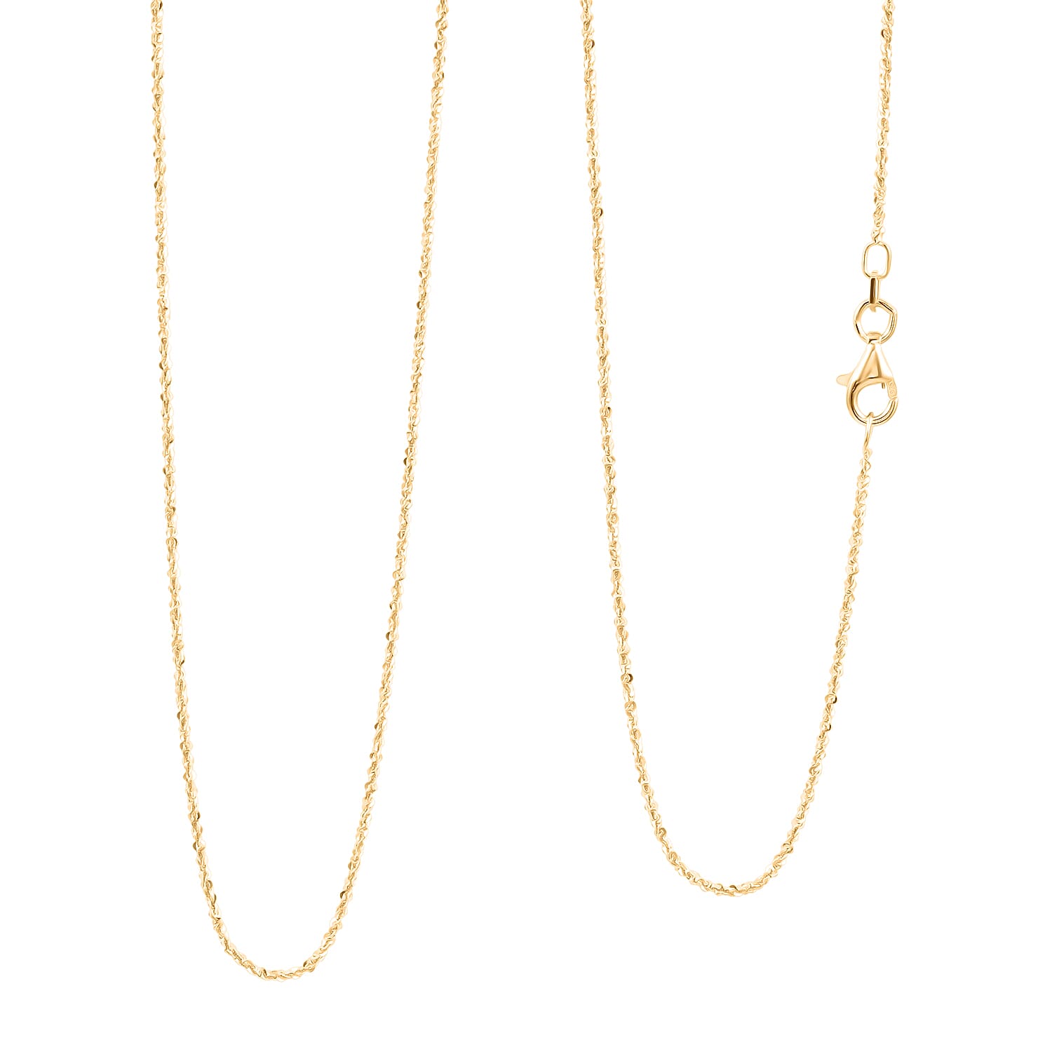 Italian 14K YG Over Sterling Silver Diamond-cut Rock Chain Necklace (20 Inches) (2.43 g)