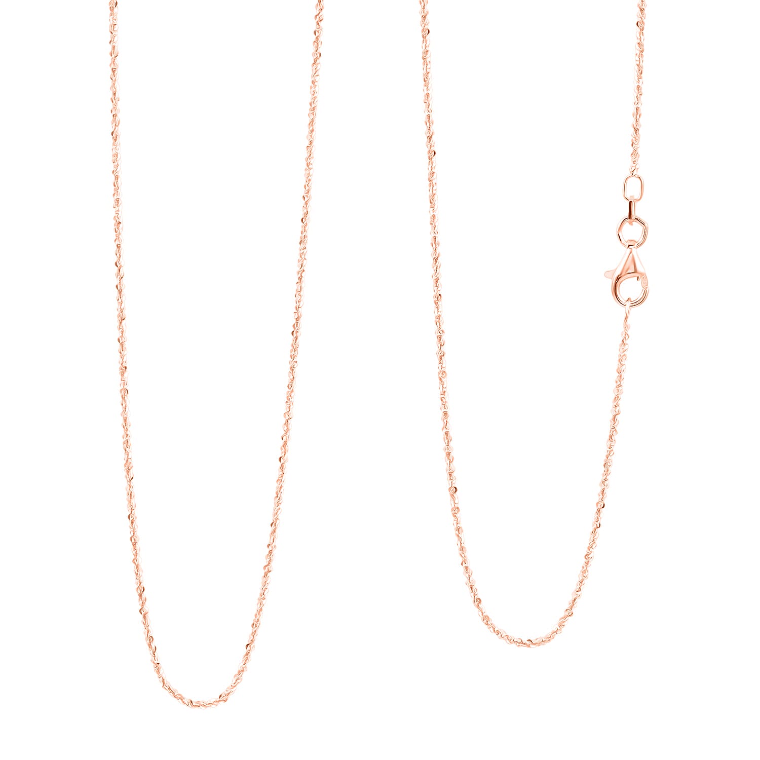 Italian 14K RG Over Sterling Silver Diamond-cut Rock Chain Necklace (20 Inches) (2.36 g)