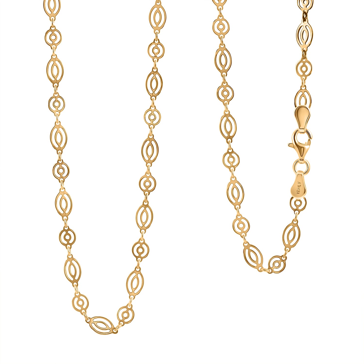 Italian Arte Chain Necklace in 14K Yellow Gold Over Sterling Silver 4.62 Grams 20 Inches