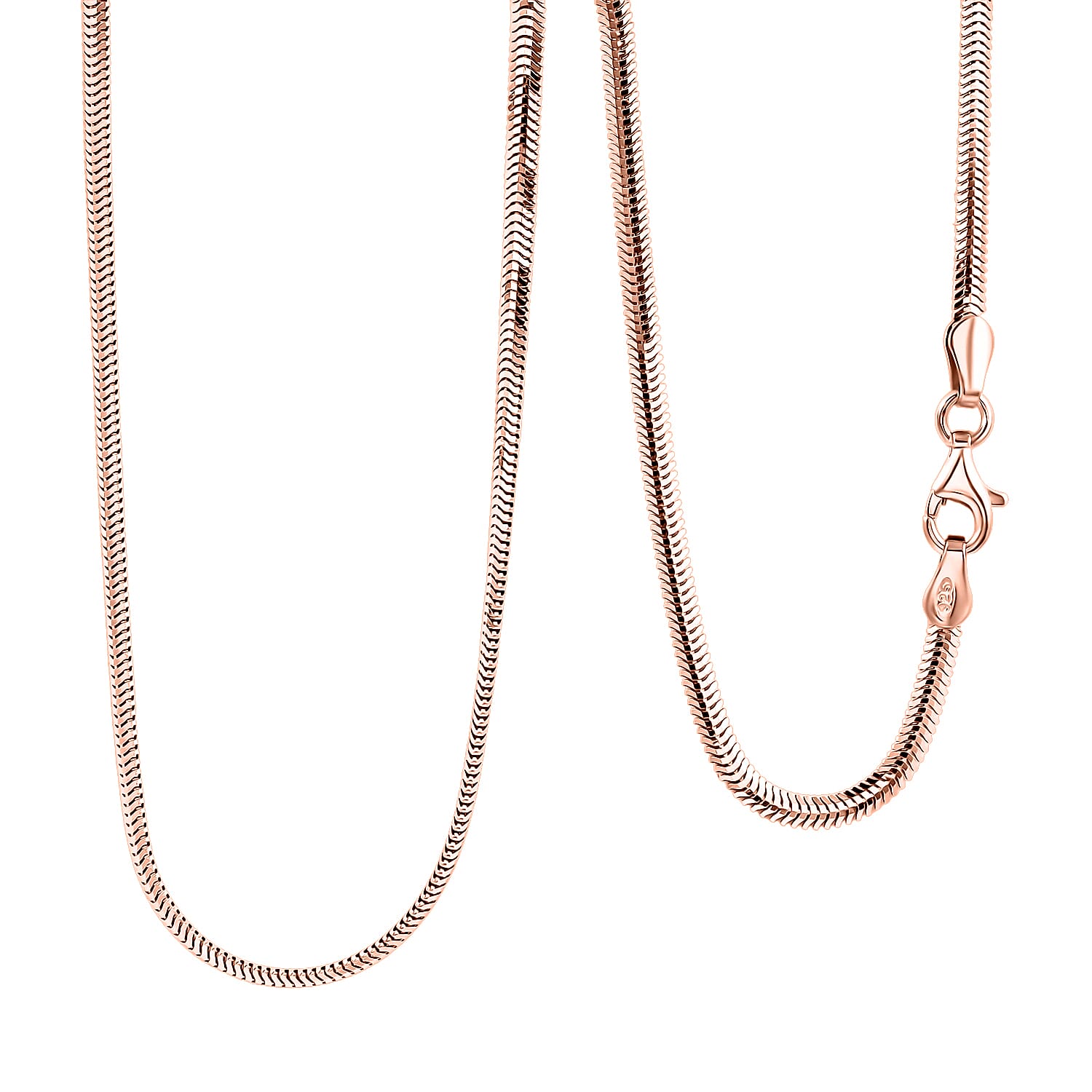 Italian 14K RG Over Sterling Silver Diamond-cut Dragon Tail Chain Necklace (20 Inches) (4.90 Grams)