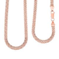 Italian Diamond-Cut Bismark Chain Necklace in 14K Rose Gold Over Sterling Silver 8.55 Grams 20 Inches